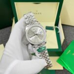 Rolex DateJust Imitation Watches Silver Dial Bezel Diamonds Moissnaite Clean Factory 41mm - Image 3