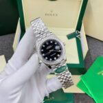 Rolex DateJust Fake Watches Black Dial Bezel Diamonds Moissnaite Clean Factory 41mm - Image 2