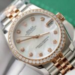 Rolex DateJust Replica 11 Watch Dial Mother Of Pearl Custom Moissanite Diamonds 31mm - Image 5