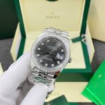 Rolex DateJust Replica Watches Gray Dial Bezel Diamonds Moissnaite Clean Factory 41mm - Image 4