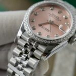 Rolex DateJust Replica Watch Womens Pink Dial Custom Moissanite Diamonds 31mm - Image 6