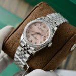 Rolex DateJust Replica Watch Womens Pink Dial Custom Moissanite Diamonds 31mm - Image 4