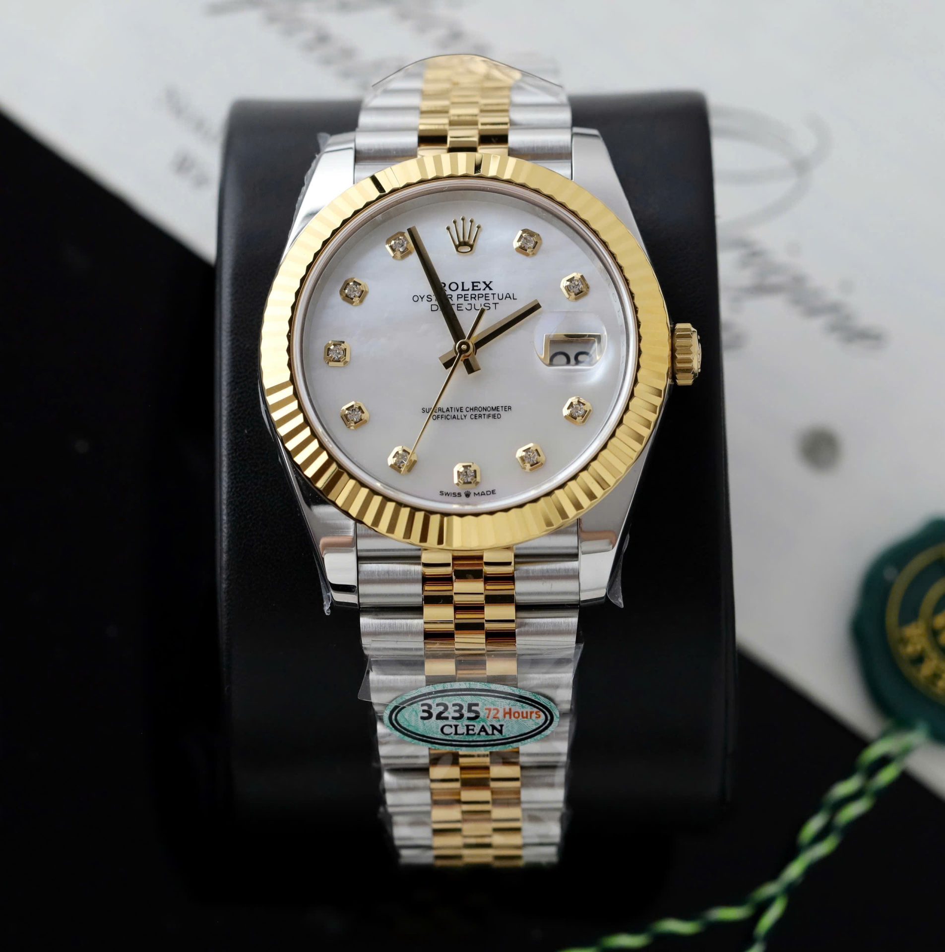 Dong-Ho-Rolex-DateJust-Replica-Cao-Cap-Mat-Kham-Xa-Cu-Day-Deo-Jubilee-Nha-May-GM-41mm-2.jpg Rolex DateJust Luxury Imitation Watch Mother Of Pearl Dial Clean Factory 41mm - Image 1