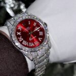 Rolex Best Replica Watch DateJust Supreme Custom Moissanite Diamonds Red Dial 41mm - Image 7