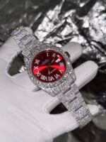 Rolex Best Replica Watch DateJust Supreme Custom Moissanite Diamonds Red Dial 41mm - Image 2