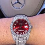Rolex Best Replica Watch DateJust Supreme Custom Moissanite Diamonds Red Dial 41mm - Image 8