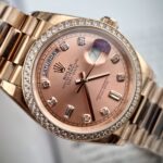 Rolex Clone Watch Day-Date Pink Dial President Strap EW Factory 31mm - Image 3