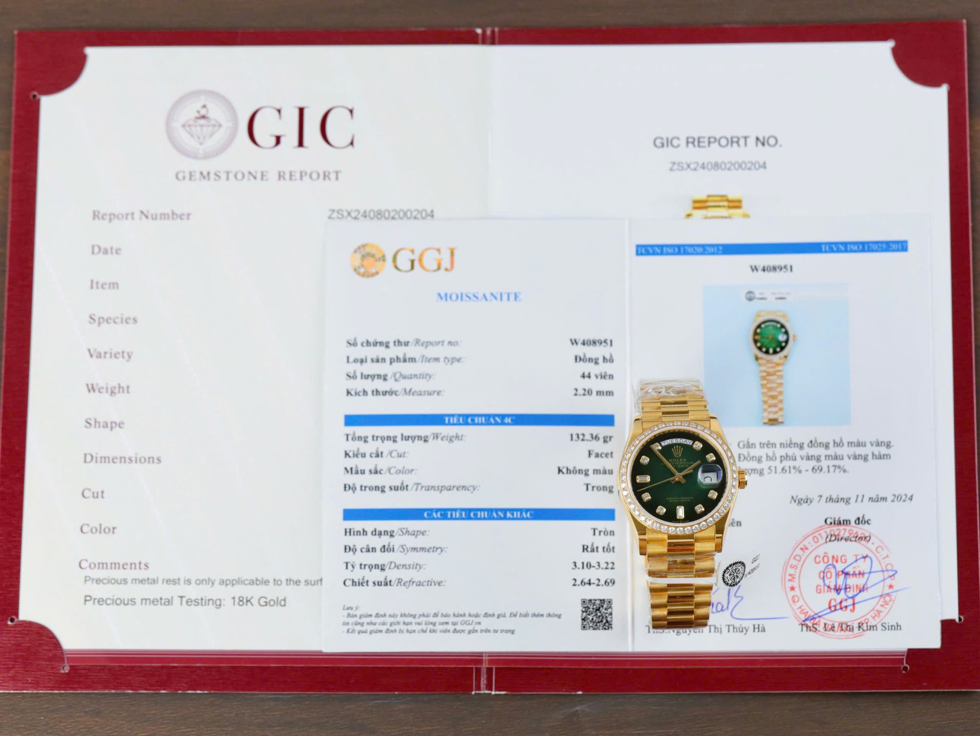 Dong-Ho-Rolex-Day-Date-128348-Che-Tac-Mat-Xanh-La-Cay-Ombre-Boc-Vang-18K-Vien-Dinh-Moissanite-36mm-12.jpg Rolex Day-Date 128348 Imitation Watches Green Ombre Dial 18K Gold Wrapped Bezel Moissanite Diamonds Custom 36mm - Image 1