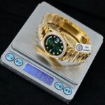 Rolex Day-Date 128348 Imitation Watches Green Ombre Dial 18K Gold Wrapped Bezel Moissanite Diamonds Custom 36mm - Image 2