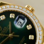 Rolex Day-Date 128348 Imitation Watches Green Ombre Dial 18K Gold Wrapped Bezel Moissanite Diamonds Custom 36mm - Image 7