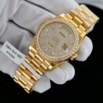 Rolex Day-Date 18K Gold Wrapped + Moissanite Diamonds Copies Watches GM Factory 36mm - Image 3