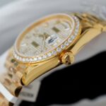 Rolex Day-Date 18K Gold Wrapped + Moissanite Diamonds Copies Watches GM Factory 36mm - Image 9