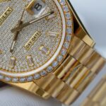 Rolex Day-Date 18K Gold Wrapped + Moissanite Diamonds Copies Watches GM Factory 36mm - Image 8