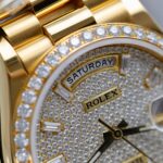 Rolex Day-Date 18K Gold Wrapped + Moissanite Diamonds Copies Watches GM Factory 36mm - Image 7