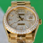 Rolex Day-Date 18K Gold Wrapped + Moissanite Diamonds Copies Watches GM Factory 36mm - Image 5