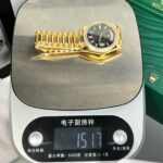 Rolex Day-Date Replica Watch 18K Gold Wrapped Black Dial With Diamond Bezel GM V2 40mm - Image 7