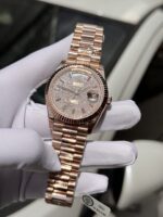 Rolex Day-Date Gold Wrapped Replica Watch With Moissanite Full DIal GM V2 40mm - Image 4