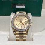 Rolex Day-Date Replica Watch Gold Wrapped Moissanite Baguette Diamond 40mm - Image 3