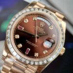 Rolex Day-Date Gold Wrapped Replica Watch With Moissanite Ruby Red Diamond 40mm - Image 3