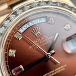 Rolex Day-Date Gold Wrapped Replica Watch With Moissanite Ruby Red Diamond 40mm - Image 4