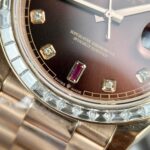 Rolex Day-Date Gold Wrapped Replica Watch With Moissanite Ruby Red Diamond 40mm - Image 5