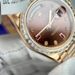 Rolex Day-Date Gold Wrapped Replica Watch With Moissanite Ruby Red Diamond 40mm - Image 6