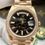 Rolex Replica Watch Day-Date Gold Wrapped Moissanite Diamonds Eisenkiesel Dial GS Factory 40mm - Image 4