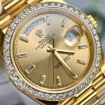 Rolex Day-Date Gold Wrapped Replica Watch With Moissanite Diamonds GM V2 40mm - Image 4
