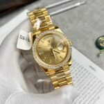 Rolex Day-Date Gold Wrapped Replica Watch With Moissanite Diamonds GM V2 40mm - Image 3
