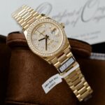 Rolex Day-Date Copies Watches 18K Gold Wrapped + Moissanite Diamonds QF Factory 36mm - Image 3