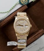 Rolex Day-Date Best Copies Watch 18K Gold Wrapped + Moissanite Diamonds Weight 159Gram QF 36mm - Image 3