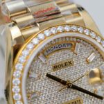 Rolex Day-Date Best Copies Watch 18K Gold Wrapped + Moissanite Diamonds Weight 159Gram QF 36mm - Image 8