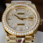 Rolex Day-Date Best Copies Watch 18K Gold Wrapped + Moissanite Diamonds Weight 159Gram QF 36mm - Image 6