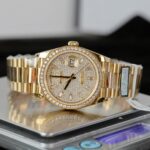 Rolex Day-Date Best Copies Watch 18K Gold Wrapped + Moissanite Diamonds Weight 159Gram QF 36mm - Image 5