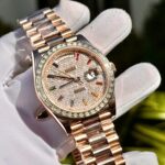 Rolex Day-Date Replica Watch Gold Wrapped End Moissanite Diamonds Baguette Custom 40mm - Image 4