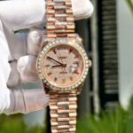 Rolex Day-Date Replica Watch Gold Wrapped End Moissanite Diamonds Baguette Custom 40mm - Image 3