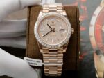 Rolex Day-Date Gold Wrapped + Moissanite Baguette Diamonds Replica Watch GMF 40mm - Image 3