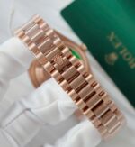 Rolex Day-Date Copies Watches 18K Rose Gold Wrapped + Moissanite Diamonds GM Factory 36mm - Image 11