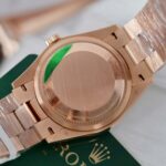 Rolex Day-Date Copies Watches 18K Rose Gold Wrapped + Moissanite Diamonds GM Factory 36mm - Image 10