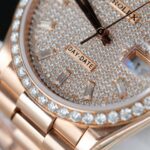 Rolex Day-Date Copies Watches 18K Rose Gold Wrapped + Moissanite Diamonds GM Factory 36mm - Image 8