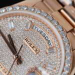 Rolex Day-Date Copies Watches 18K Rose Gold Wrapped + Moissanite Diamonds GM Factory 36mm - Image 7