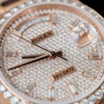 Rolex Day-Date Copies Watches 18K Rose Gold Wrapped + Moissanite Diamonds GM Factory 36mm - Image 6