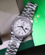 Rolex Day-Date Best Copies Watch Meteorite Wial Custom Diamonds Moissanite Baguette 40mm - Image 5