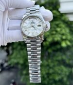 Rolex Day-Date Replica Watch Custom Mother Of Pearl & Moissanite Diamonds Baguetee 40mm - Image 3