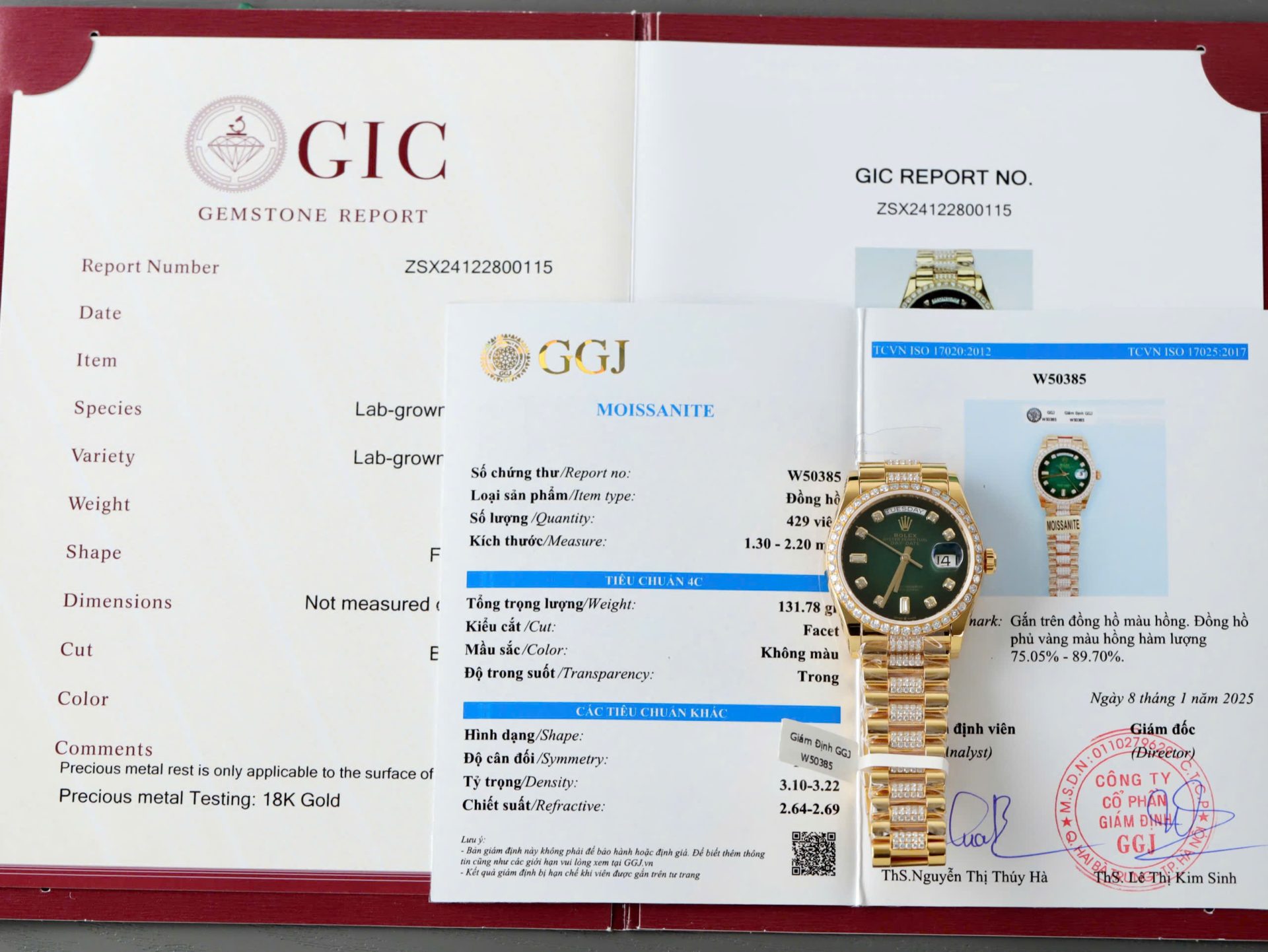Dong-Ho-Rolex-Day-Date-Che-Tac-Mat-Xanh-Ombre-Boc-Vang-That-Dinh-Kim-Cuong-Moissanite-36mm-1.jpg Rolex Day-Date Dial Green Ombre Copies Watch Gold Wrapped + Diamonds Moissanite Custom 36mm - Image 1