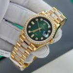 Rolex Day-Date Dial Green Ombre Copies Watch Gold Wrapped + Diamonds Moissanite Custom 36mm - Image 3