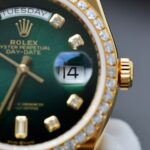 Rolex Day-Date Dial Green Ombre Copies Watch Gold Wrapped + Diamonds Moissanite Custom 36mm - Image 6