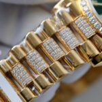 Rolex Day-Date Dial Green Ombre Copies Watch Gold Wrapped + Diamonds Moissanite Custom 36mm - Image 9