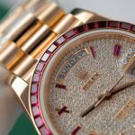 Rolex Best Replica Watch Day-Date Custom Ruby Red & Baguette Moissanite Diamonds GM Factory 40mm - Image 3
