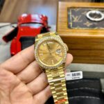 Rolex Day-Date Fake Watches Yellow Dial Moissanite Diamonds EW Factory 40mm - Image 3